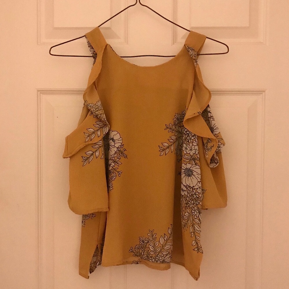 Cold Shoulder Flower Floral Dress Shirt